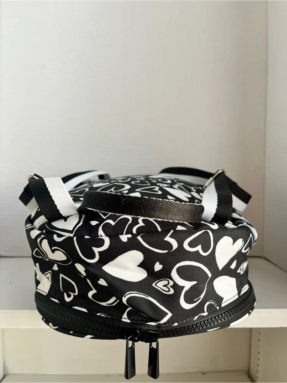 Brighton Black & White Heart Print Kids Jacket Backpack